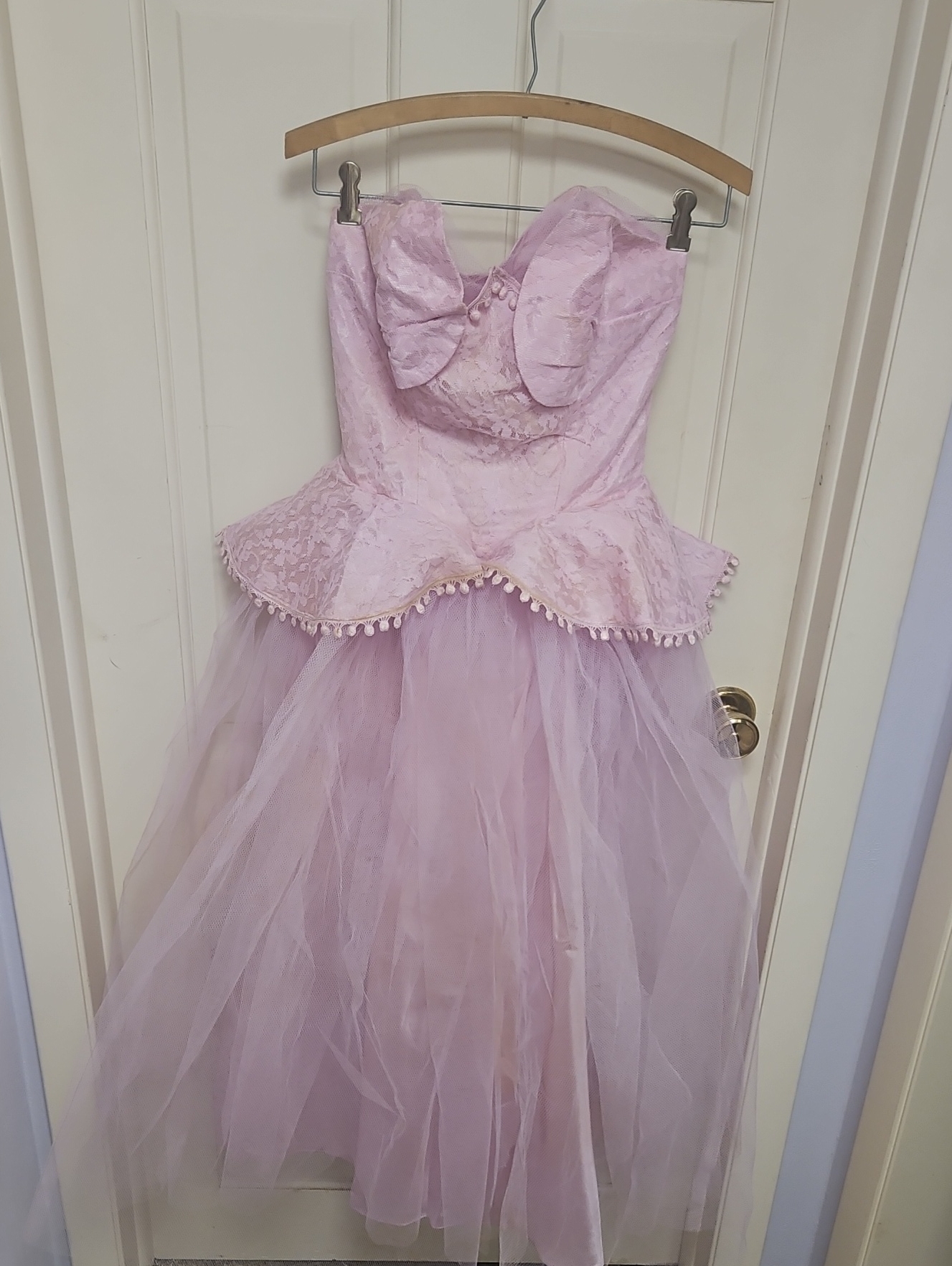 1950s Authentic Vinatge Cocktail Pink Lace & Tulle Party Dress